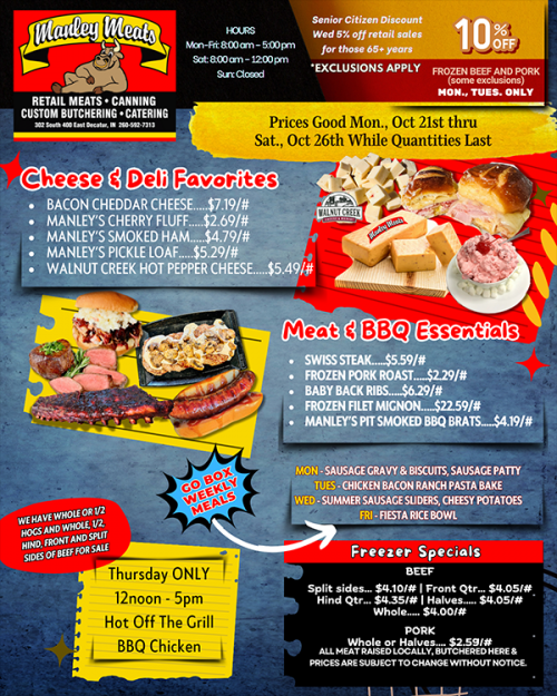 Manley Meats Weekly Specials