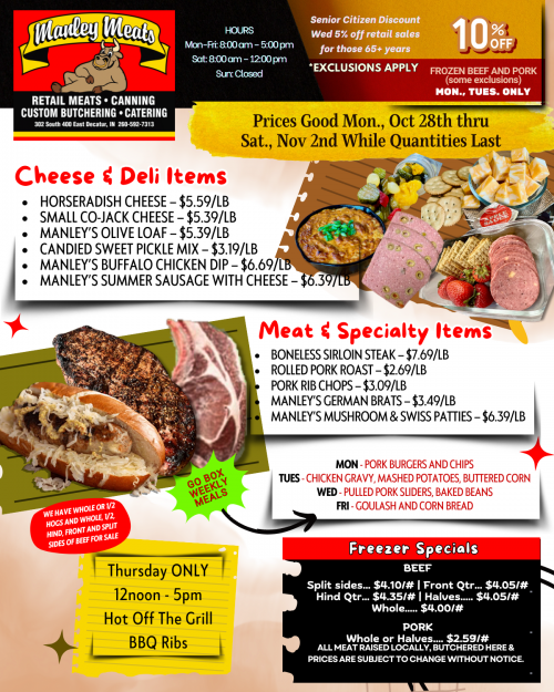 Manley Meats Weekly Specials