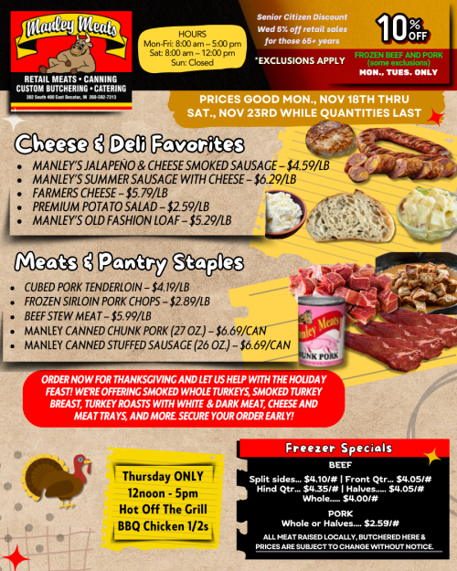 Manley Meats Weekly Specials