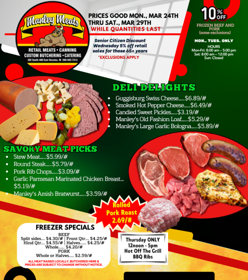 Manley Meats Weekly Specials